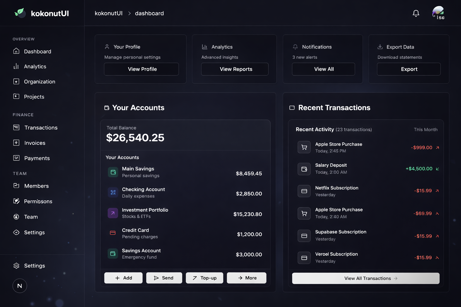 Financial Dashboard – Supabase Integration - Background